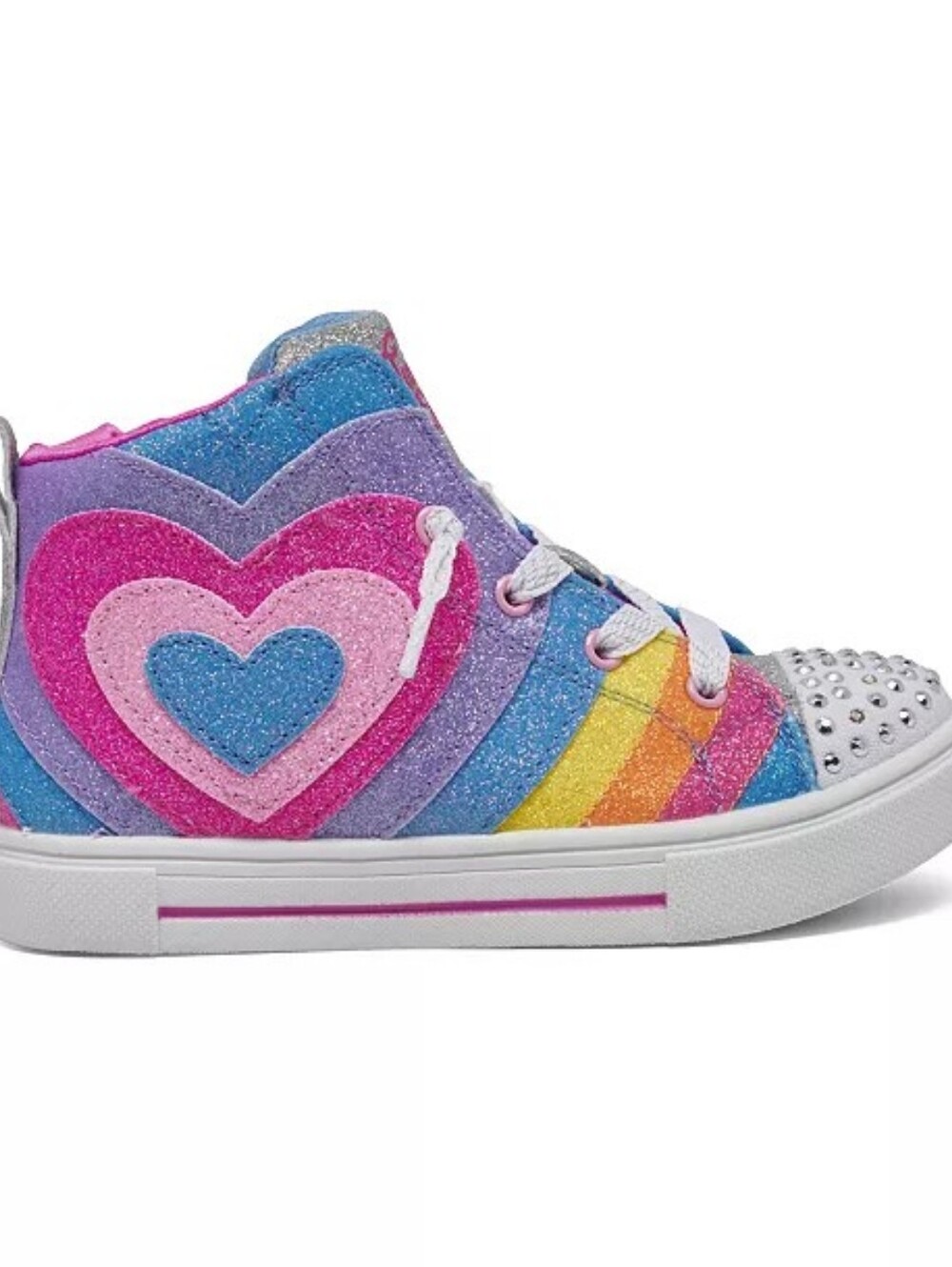 Sketchers Twinkle Toes Glitter Rainbow Heart High-Top Sneaker
